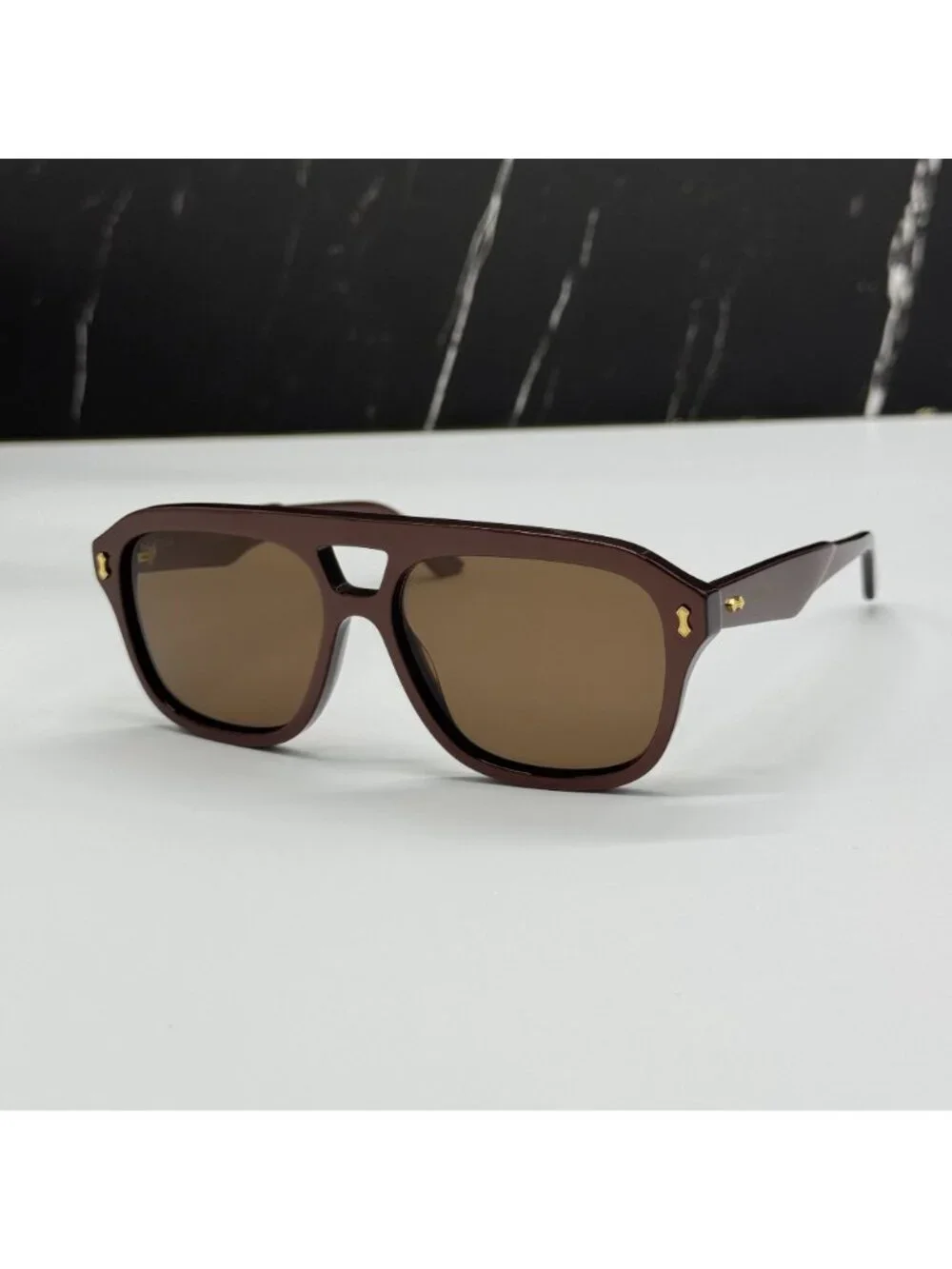 New Gucci GG1263S 003 Brown Unisex Aviator Sunglasses